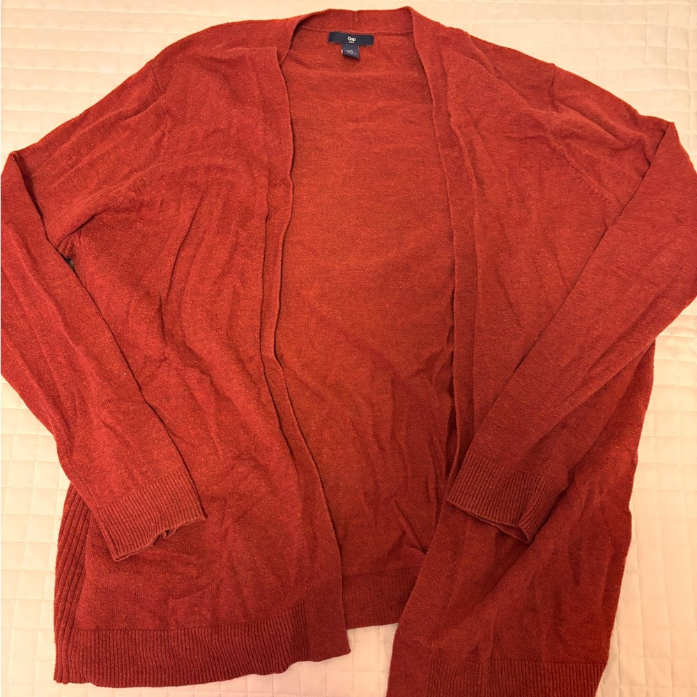 Rust open front cardigan